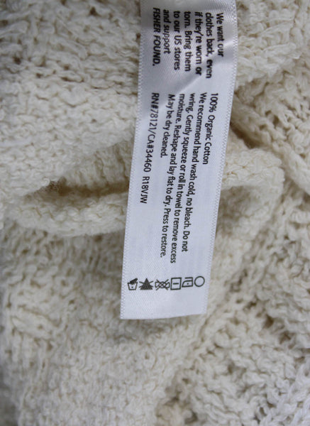 Eileen Fisher Women Ivory Organic Cotton Turtleneck Pullover Long Sleeve Size L
