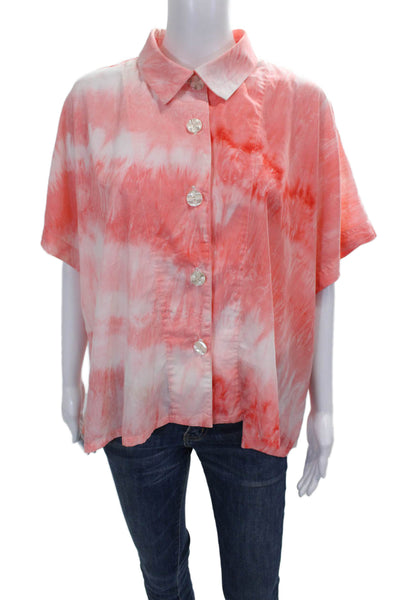 Dress to Kill Women Tie-Dye Cotton Collared Short Sleeve Blouse Size One Size