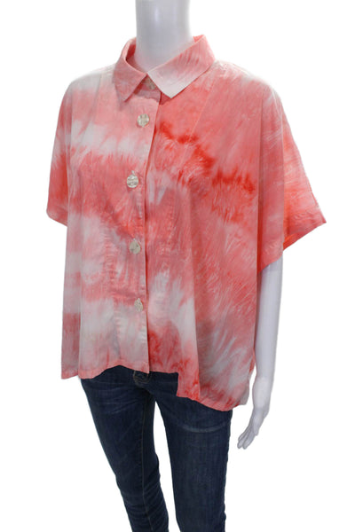 Dress to Kill Women Tie-Dye Cotton Collared Short Sleeve Blouse Size One Size