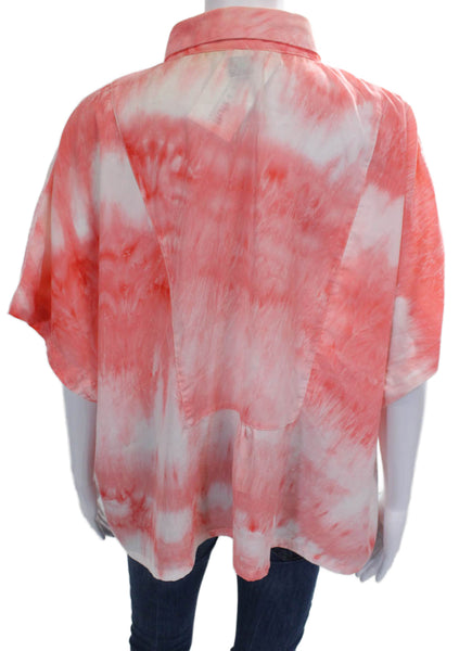Dress to Kill Women Tie-Dye Cotton Collared Short Sleeve Blouse Size One Size
