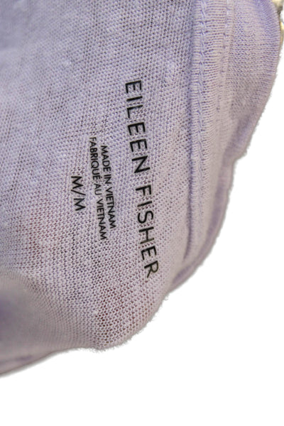 Eileen Fisher Women Linen Purple Basic T-Shirt Cap Sleeve Round Neck Size M