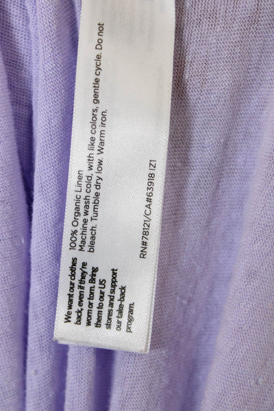 Eileen Fisher Women Linen Purple Basic T-Shirt Cap Sleeve Round Neck Size M