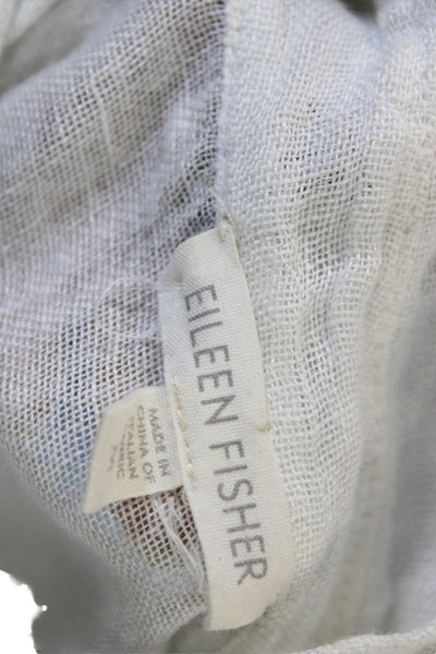 Eileen Fisher Women Multicolor Linen Tunic Button-Up Short Sleeve Size M