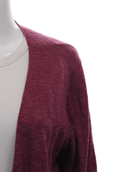 Eileen Fisher Womens Linen Blend V Neck Cardigan 3/4 Sleeve Purple Size M