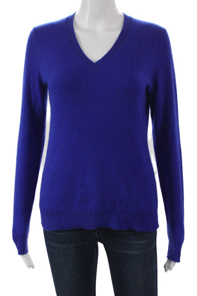 Lord & Taylor Womens Cashmere V-Neck Pullover Sweater Blue Size S