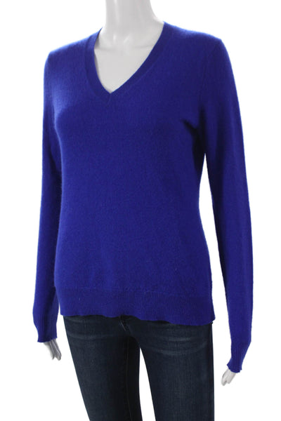 Lord & Taylor Womens Cashmere V-Neck Pullover Sweater Blue Size S