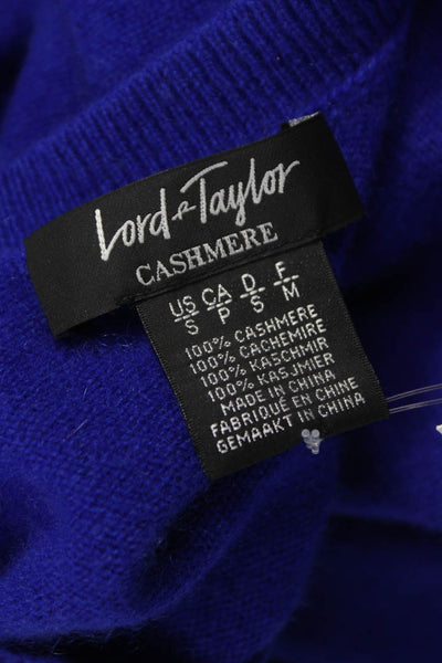 Lord & Taylor Womens Cashmere V-Neck Pullover Sweater Blue Size S