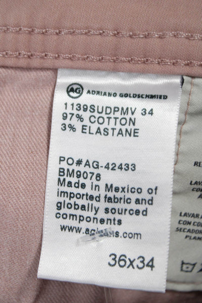AG Adriano Goldschmied Mens Pink Chino Pants Cotton Button Size 36