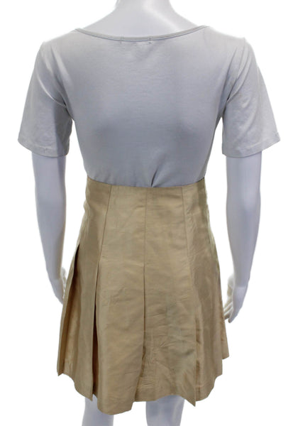 Banana Republic Women Pleated Beige Polyester Blend Skirt Size 8
