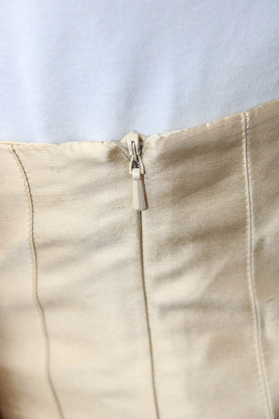 Banana Republic Women Pleated Beige Polyester Blend Skirt Size 8