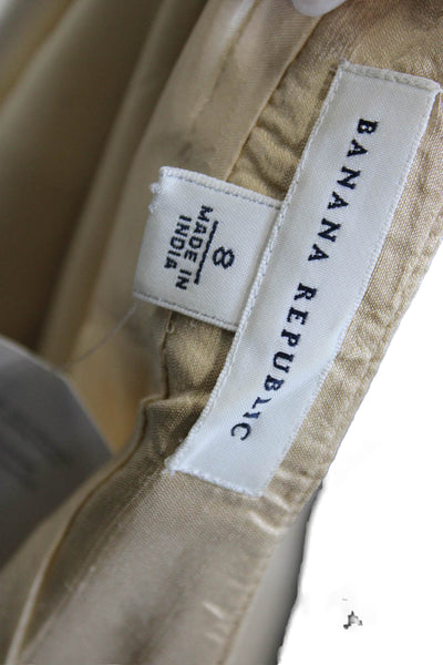 Banana Republic Women Pleated Beige Polyester Blend Skirt Size 8