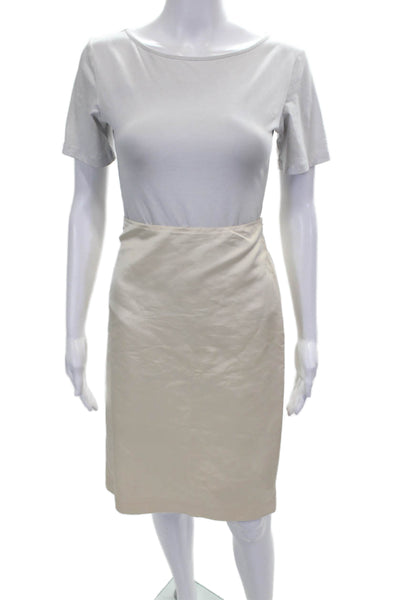 Banana Republic Womens Beige Silk Straight Pencil Skirt Knee Length Zip Size 8