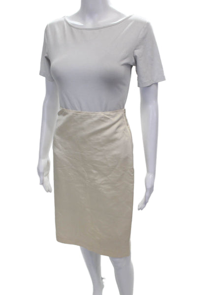 Banana Republic Womens Beige Silk Straight Pencil Skirt Knee Length Zip Size 8