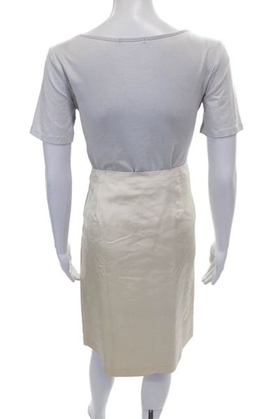Banana Republic Womens Beige Silk Straight Pencil Skirt Knee Length Zip Size 8
