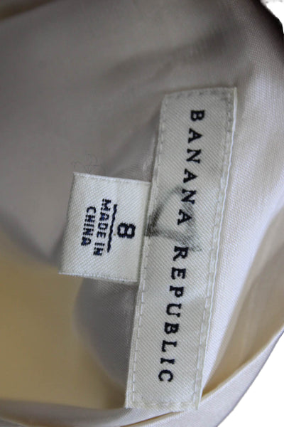 Banana Republic Womens Beige Silk Straight Pencil Skirt Knee Length Zip Size 8