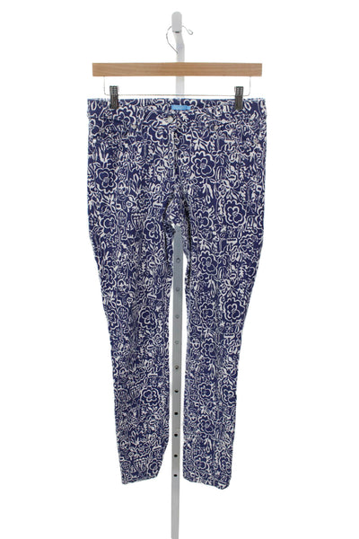 J. Mclaughlin Womens Ankle Pants Multicolor Floral Cotton High Rise Size 4