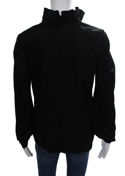 Elizabeth McKay Womens Basic Collared Cotton Long Sleeve Blouse Black Size 4
