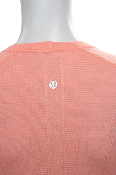 Lululemon Womens Orange Striped Long Sleeve Crew Neck T-Shirt Size 6