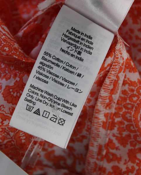 J Crew Women Sleeveless Collared Paisley Cotton Blouse Button Size 2XS