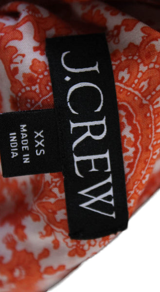 J Crew Women Sleeveless Collared Paisley Cotton Blouse Button Size 2XS