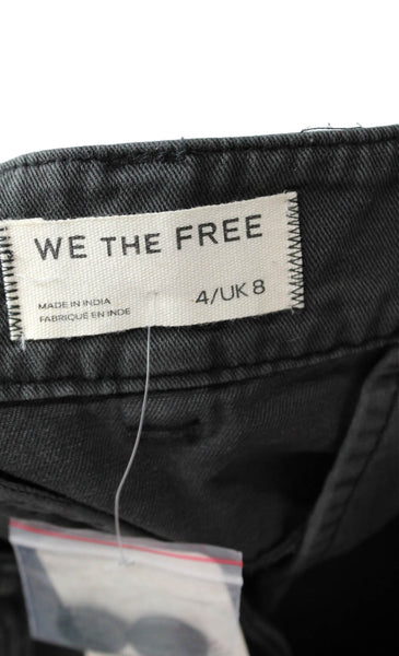 We The Free Womens Cropped Black Cotton Pants Size 4
