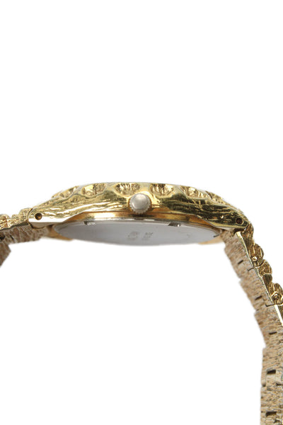 Waltham Mens Vintage Gold Tone S. Steel Diamond Accent Nugget Quartz Watch 32mm