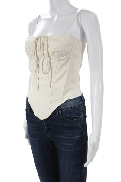 Lioness Women Ivory Linen Sweetheart Sleeveless Camisole Zip Size S