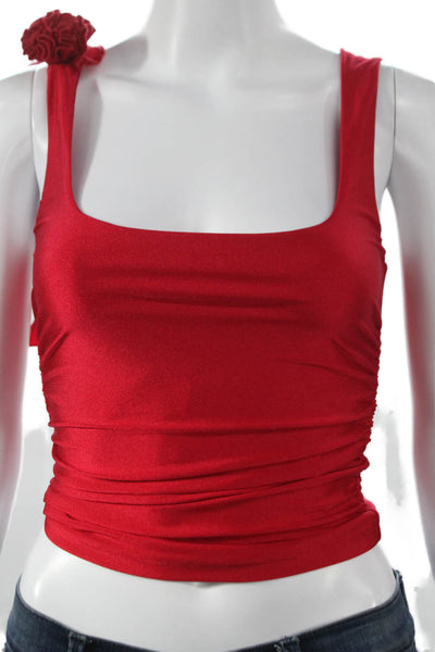 White Fox Womens Basic Sleeveless Square Neck Red Nylon Tank Size XS