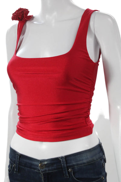 White Fox Womens Basic Sleeveless Square Neck Red Nylon Tank Size XS