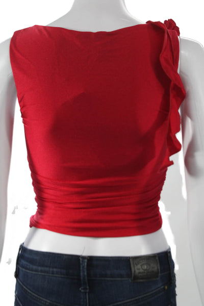 White Fox Womens Basic Sleeveless Square Neck Red Nylon Tank Size XS
