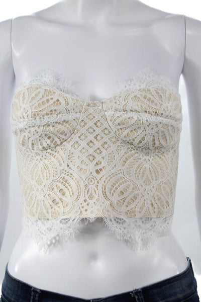 Superdown Womens Cropped Sweetheart Floral Sleeveless Tank White Size XS