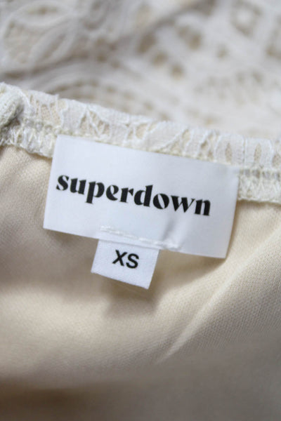 Superdown Womens Cropped Sweetheart Floral Sleeveless Tank White Size XS