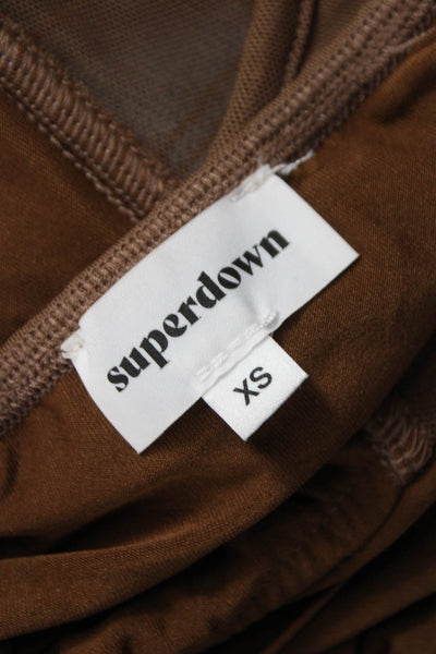 Superdown Women Corset Bustier Top Brown Asymmetrical Sleeveless Size XS