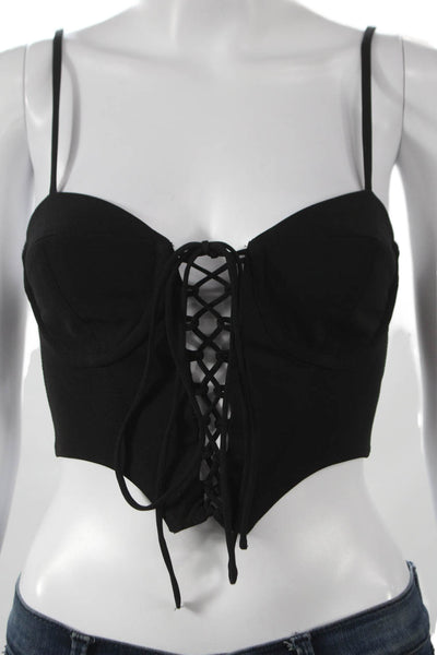 NBD Womens Corset Top Bustier Black Sweetheart Sleeveless Polyester Size XS