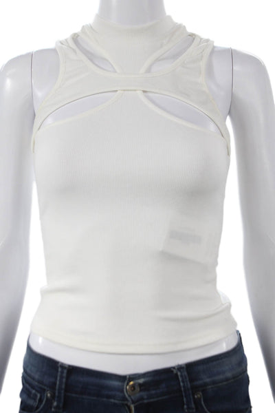 Superdown Womens Basic High Neck Sleeveless Tank White Size XS