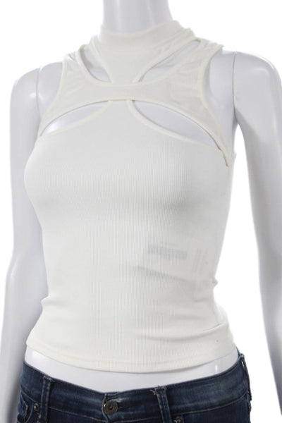 Superdown Womens Basic High Neck Sleeveless Tank White Size XS