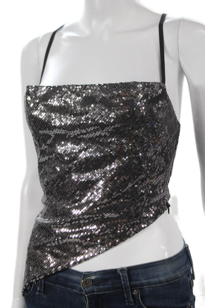 Superdown Womens Camisole Black Square Neck Zip Sleeveless Size XS