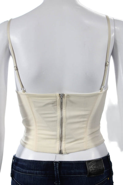 White Fox Women Ivory Lace Up Corset Top Sleeveless Square Neck Size XS
