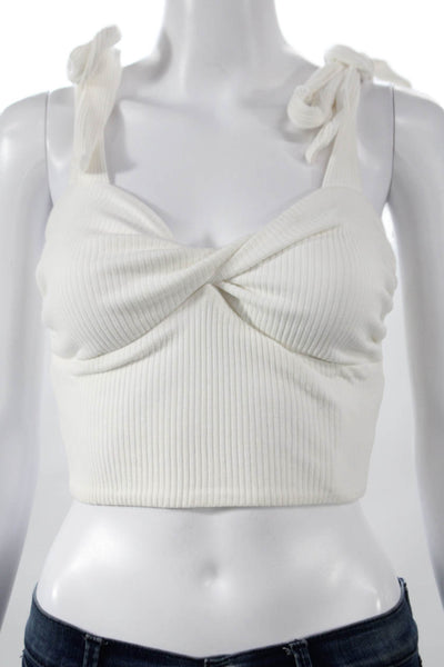 Superdown Womens Cropped Sweetheart Tank Top White Cotton Sleeveless Size XS