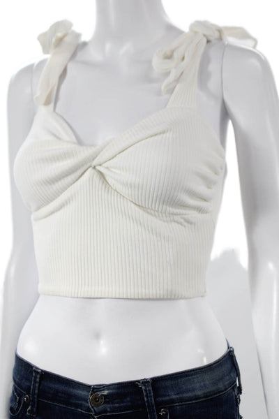 Superdown Womens Cropped Sweetheart Tank Top White Cotton Sleeveless Size XS