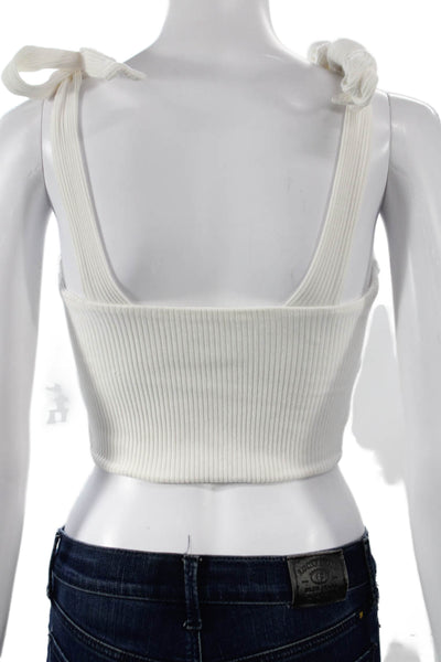 Superdown Womens Cropped Sweetheart Tank Top White Cotton Sleeveless Size XS