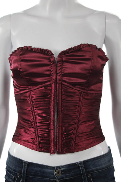Superdown Women Red Corset Top Sweetheart Polyester Sleeveless Zip Size XS