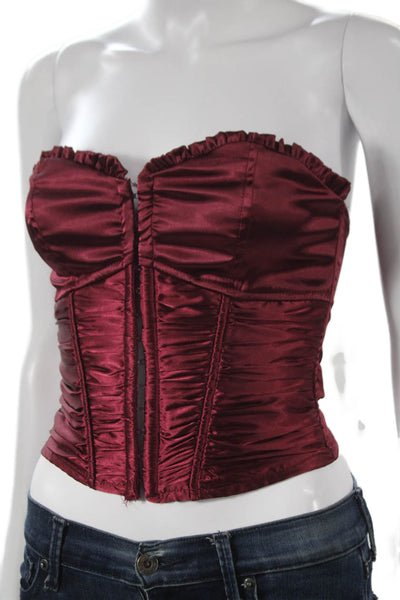 Superdown Women Red Corset Top Sweetheart Polyester Sleeveless Zip Size XS