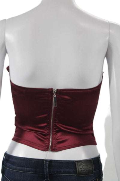 Superdown Women Red Corset Top Sweetheart Polyester Sleeveless Zip Size XS