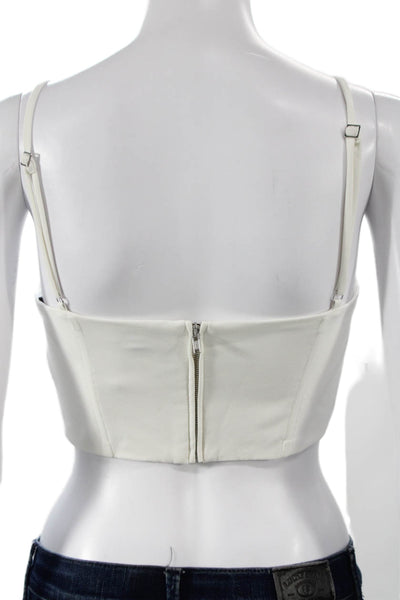 NBD Womens Corset Top White Lace-Up Sweetheart Neckline Sleeveless Size S