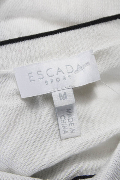 Escada Womens Cardigan Viscose Geometric Round Neck Long Sleeve White Size M