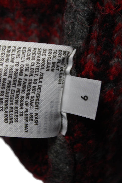 Ines De La Fressange Women Plaid Gray Pullover Sweater Crew Neck Size XS