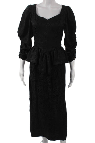 Stella McCartney Women Maxi Dress Black Sweetheart Neck Long Sleeve Zip Size M