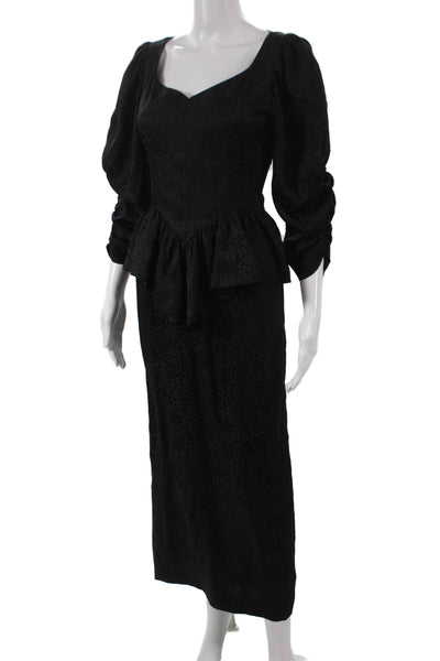 Stella McCartney Women Maxi Dress Black Sweetheart Neck Long Sleeve Zip Size M