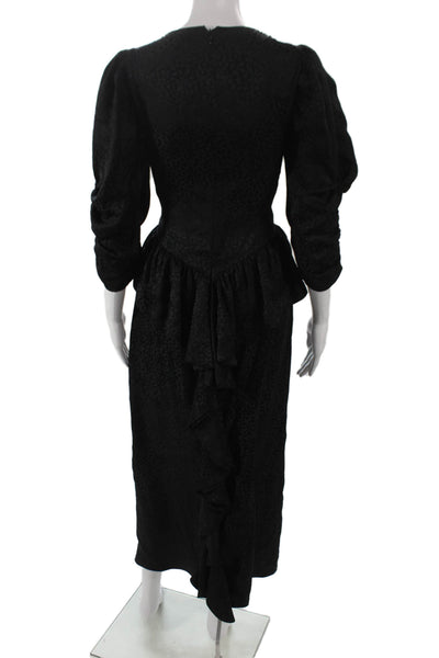 Stella McCartney Women Maxi Dress Black Sweetheart Neck Long Sleeve Zip Size M